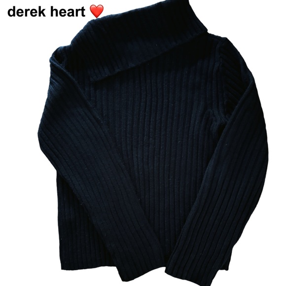 Derek Heart Shaw Neck Ribbed Pullover Sweater Size L - Picture 2 of 4